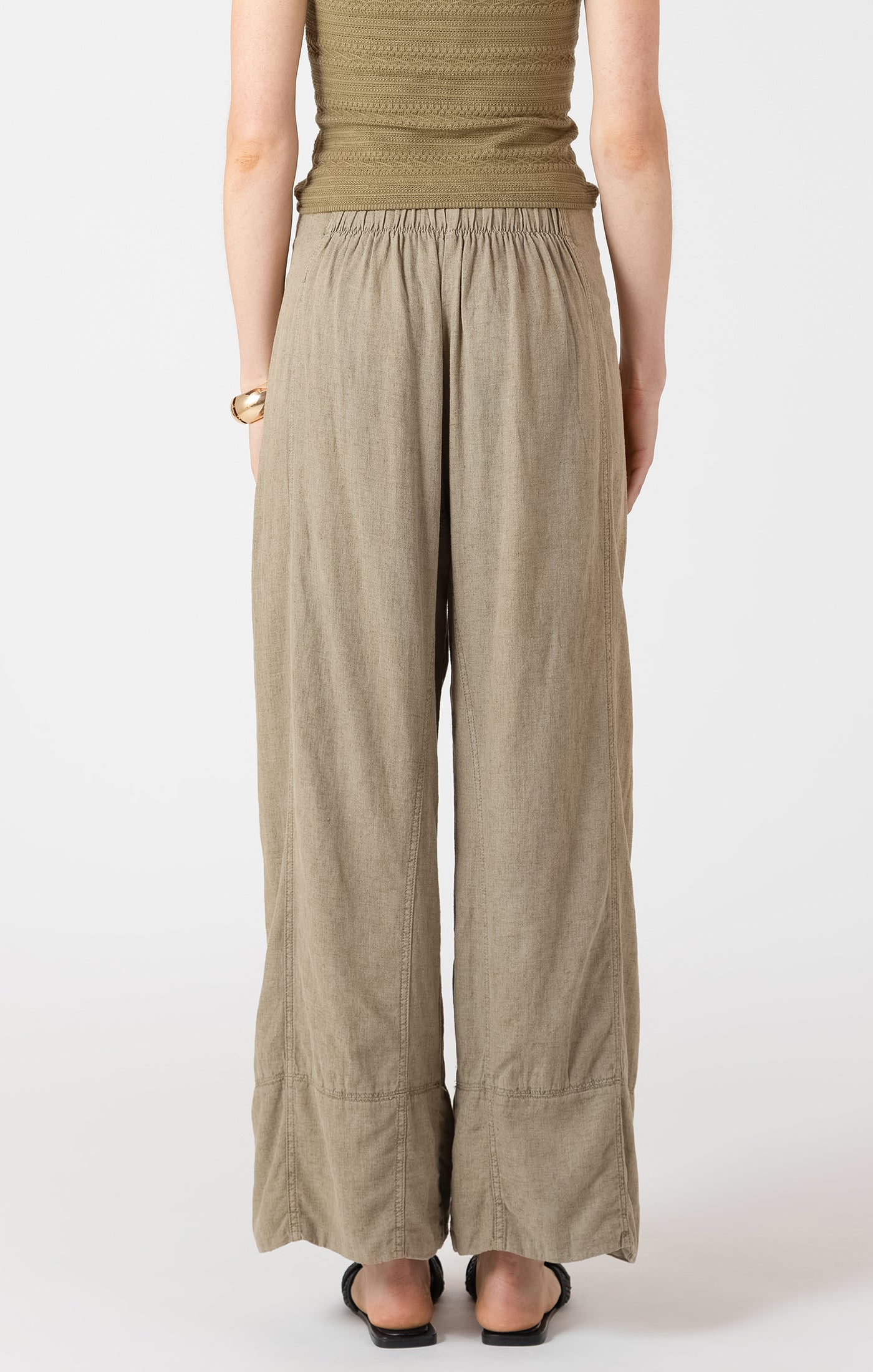 Dex Wide Leg Linen Pants - Faded Olive