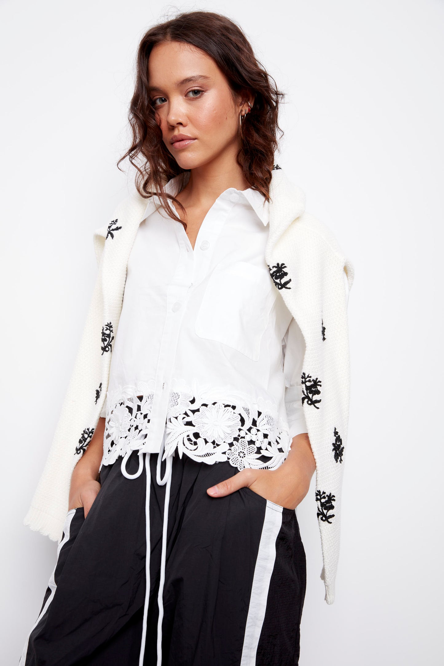 Kerwin Lace Bottom Poplin Shirt
