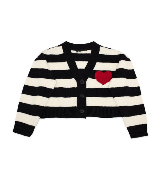 KINIKA STRIPED HEART CARDIGAN