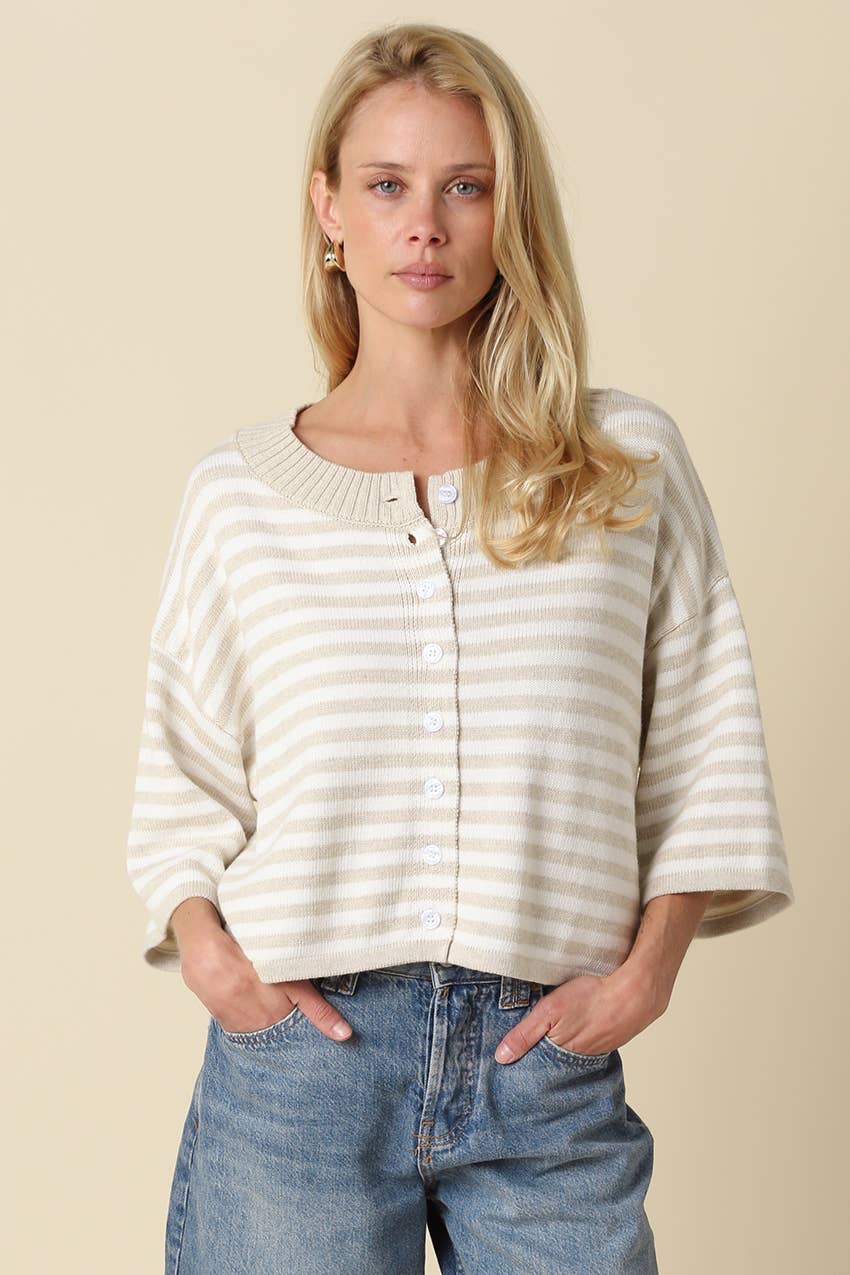 Natalia Stripe Loose Knit Top
