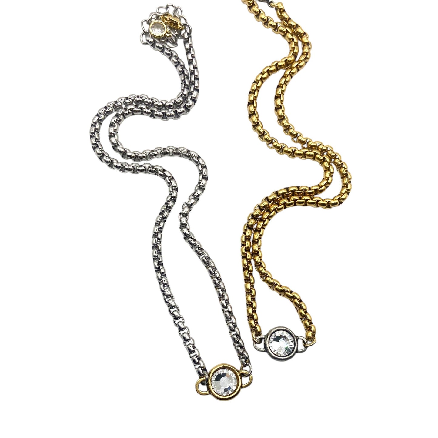 Luxe Two-Tone Mixed Metal Crystal Necklace 