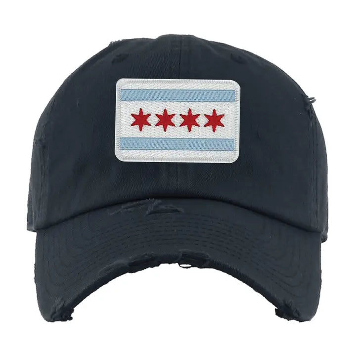 Chicago Flag Patch Distressed Hat