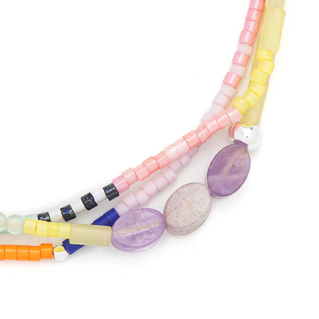 MIXED MEDIA BRACELET - PROTECTION/AMETHYST/SILVER