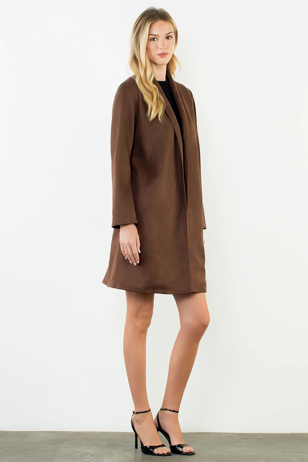 Long Faux Suede Coat