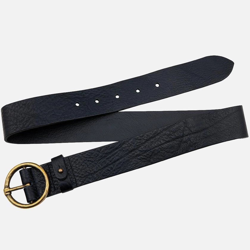 Pip 2.0 | Vintage Gold Round Buckle Leather Belt