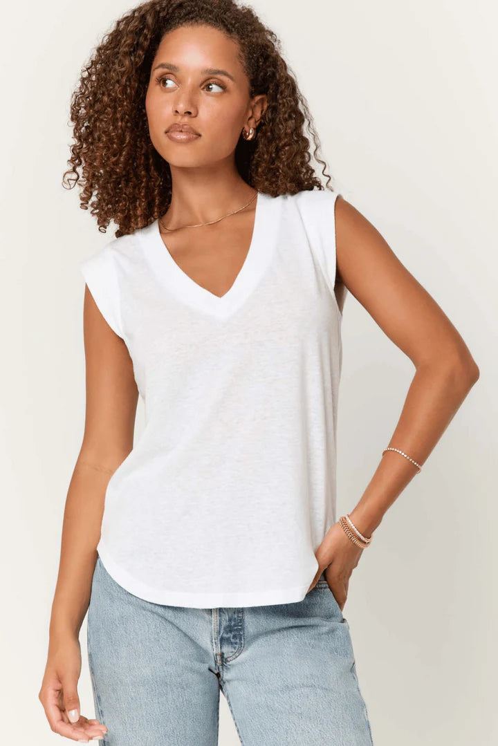RUE V-NECK TANK - WHITE