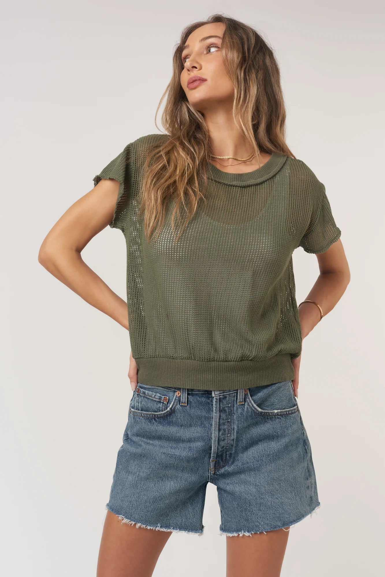 BEHATI MESH TEXTURED TEE - ROSEMARY