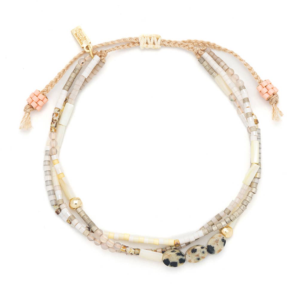 MIXED MEDIA BRACELET - JOY/DALMATION JASPER/GOLD