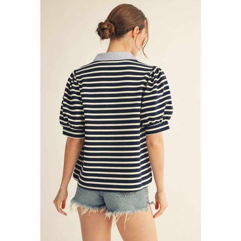 Solid Contrast Stripe Top