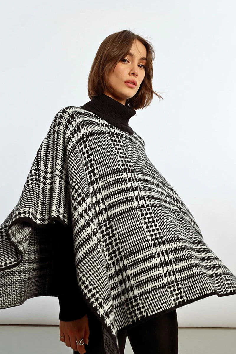 CHECKED PONCHO