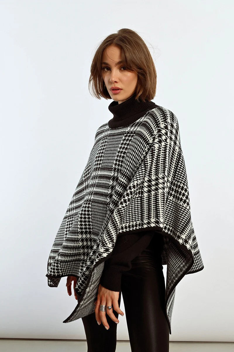 CHECKED PONCHO