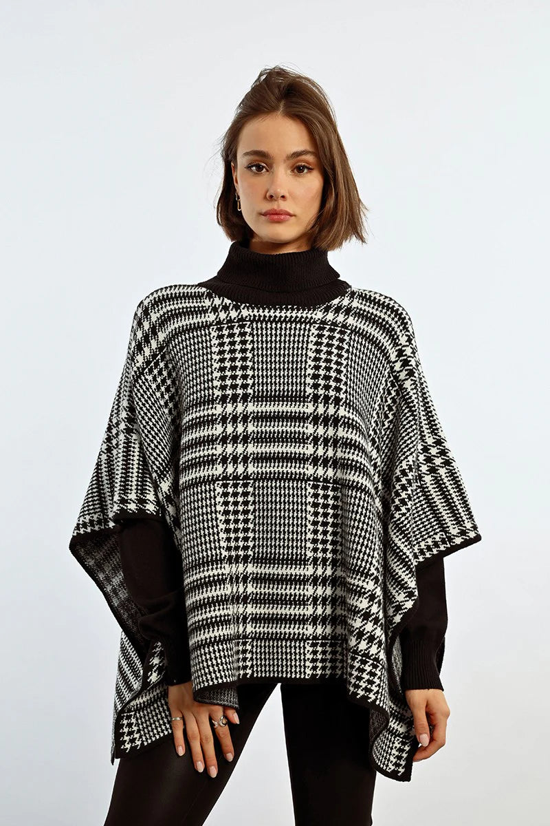 CHECKED PONCHO