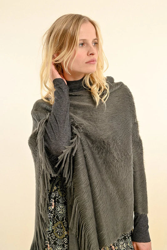 SOFT FRINGED PONCHO