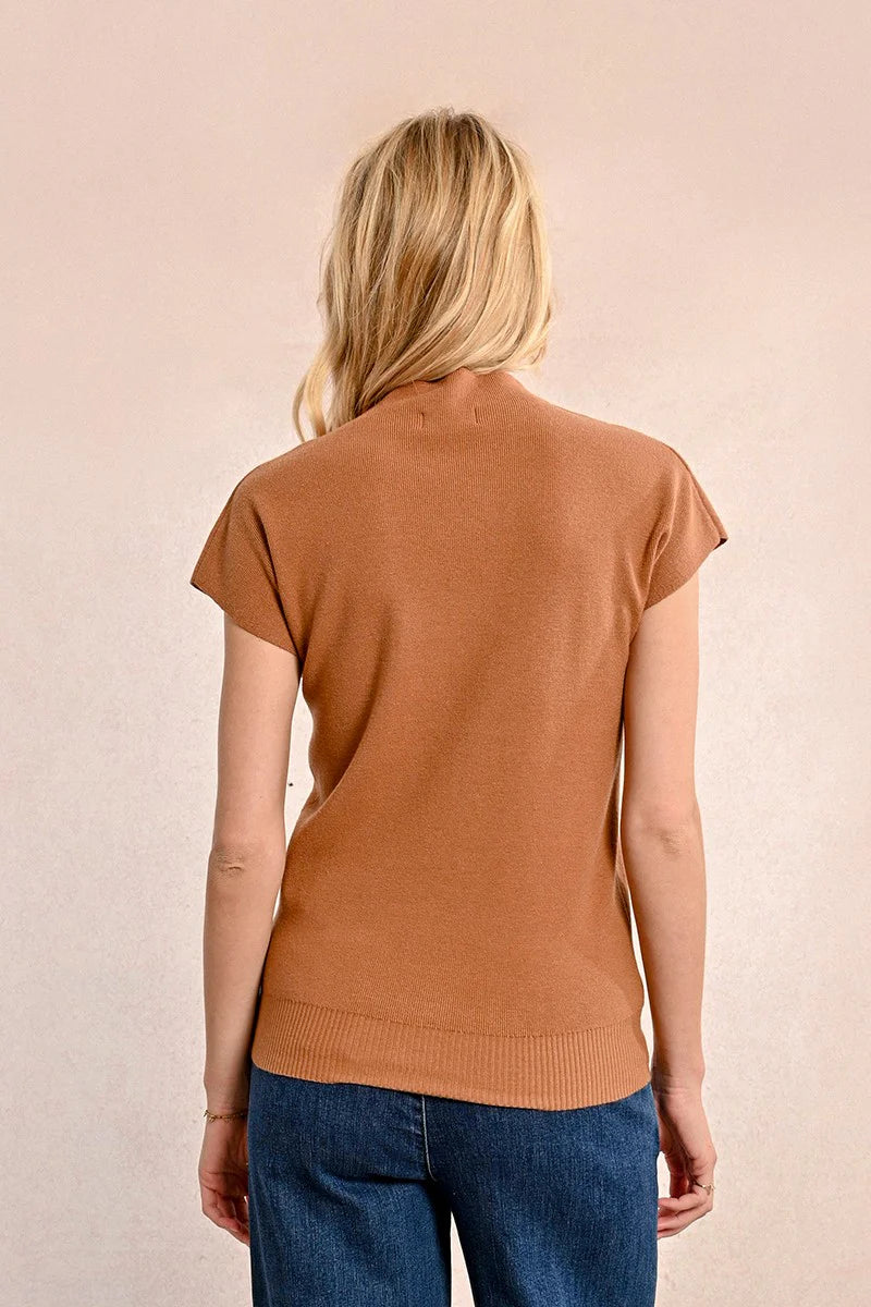 SHORT-SLEEVED RIBBED SWEATER