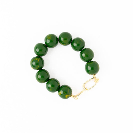 Cece Large Resin Bead Bracelet - Green