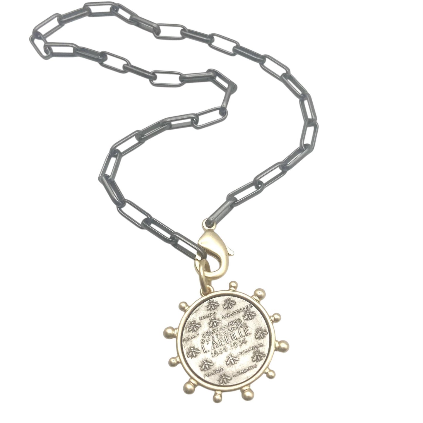 L'Abeille French Coin Necklace - Mixed Metal