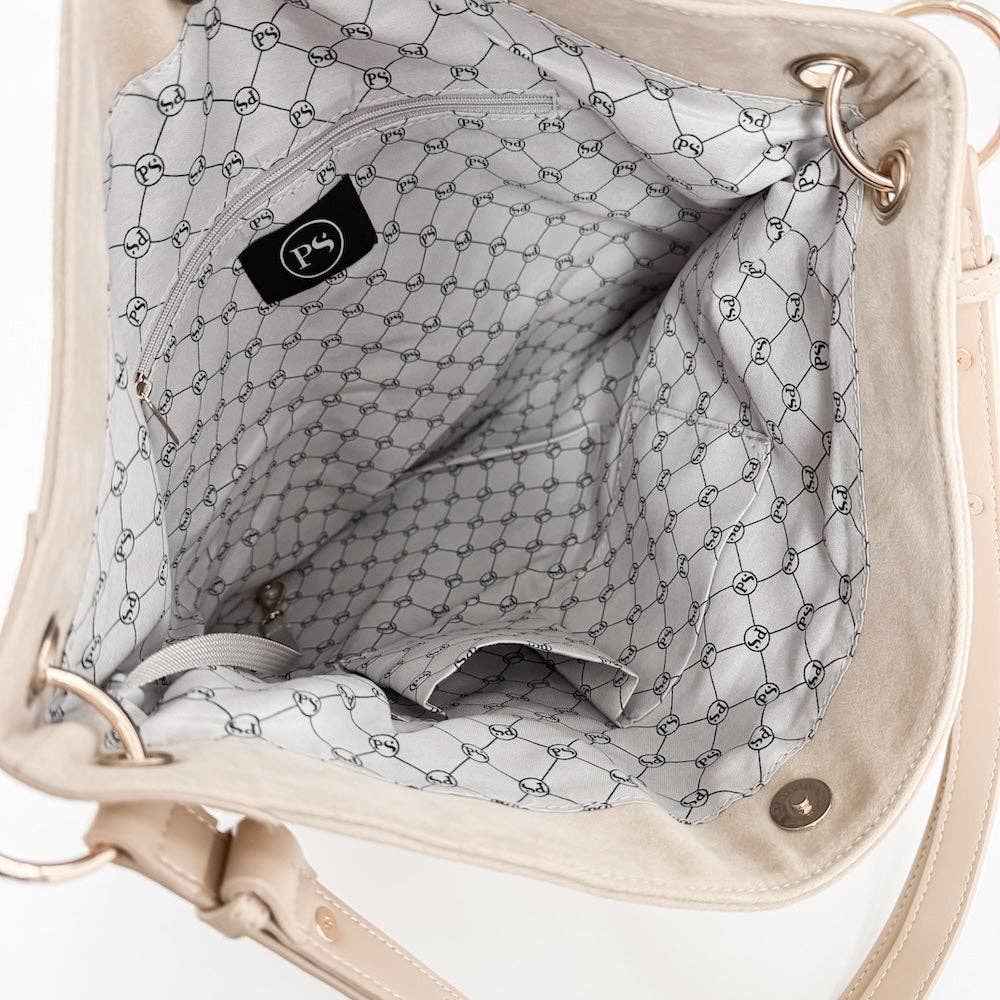 Rosalie Rivet Faux Suede Hobo Bag