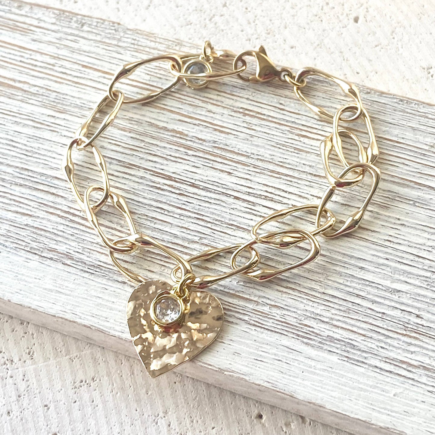 Heart Pendant Crystal Accent Bracelet