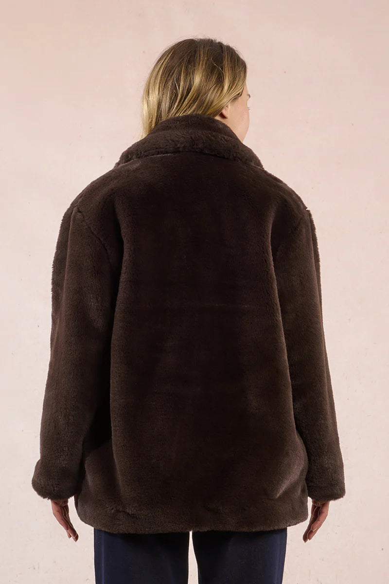 Faux Fur Double Breasted Coat