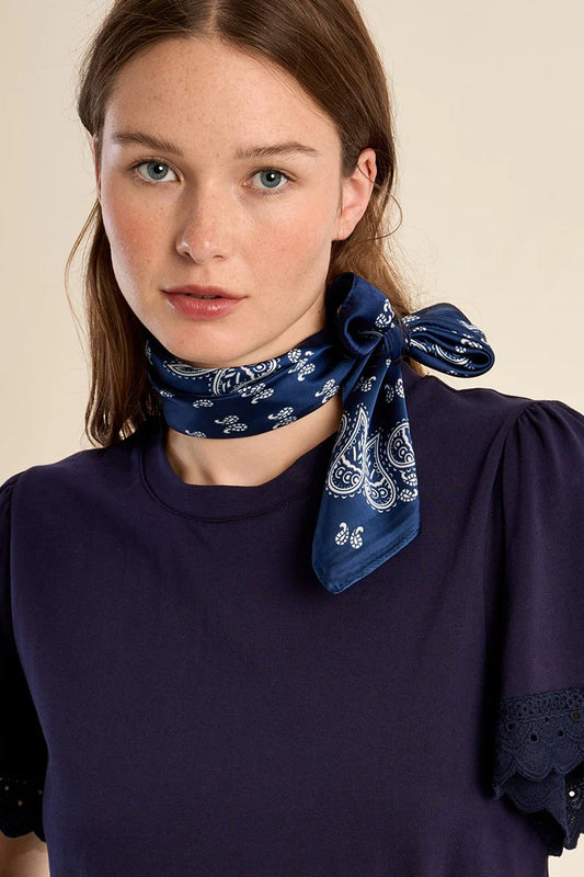 Silky Bandana Scarf - Navy