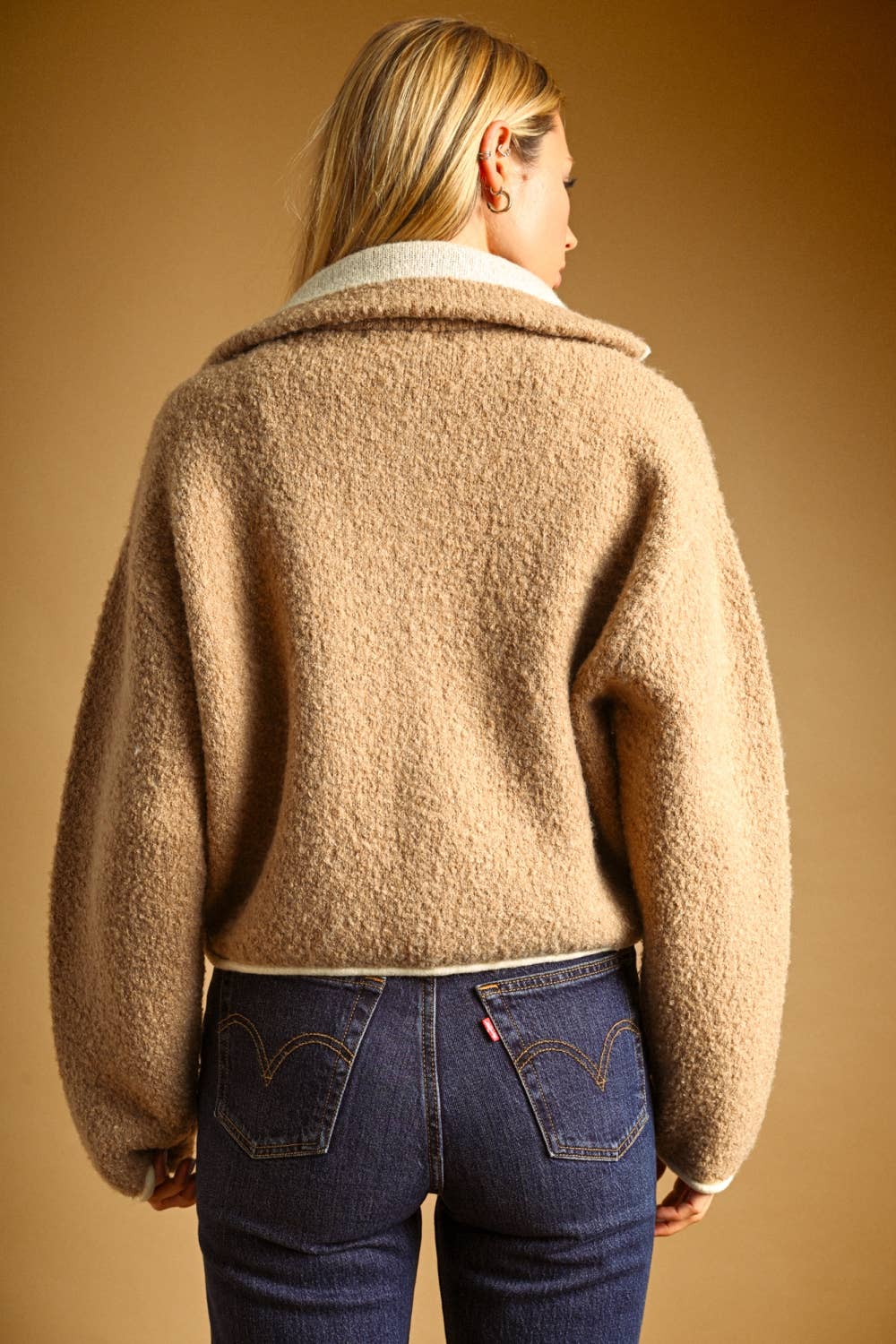 Curly Boucle Zip Front Jacket