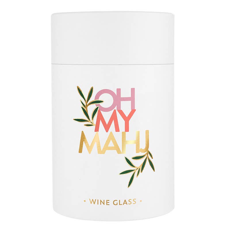 Gold Foil Stemless Wine Glass - Oh My Mahj