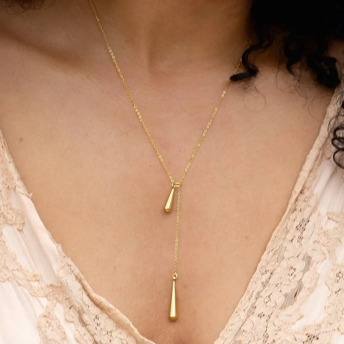 Tear Drop Threader Necklace