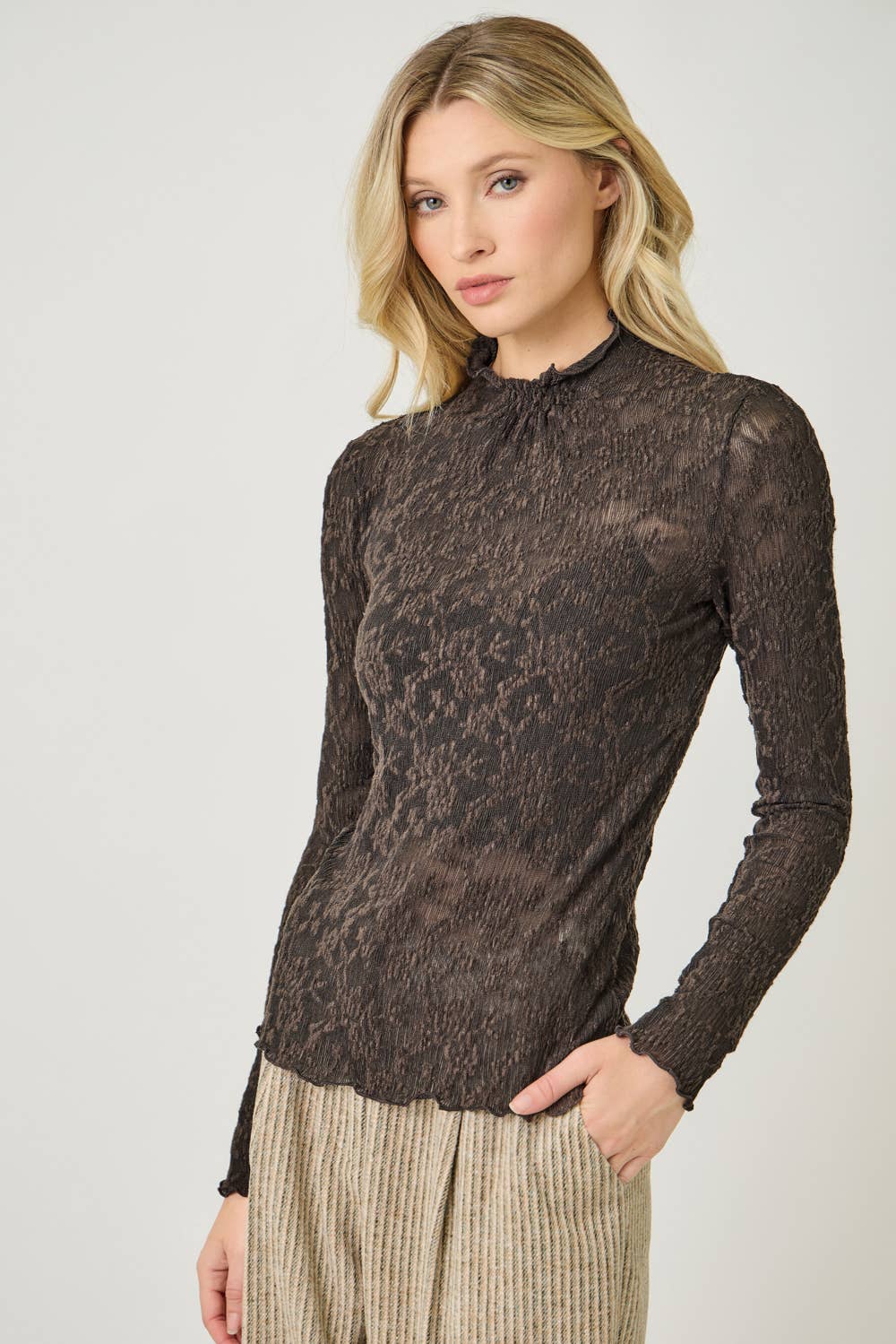 Lettuce Edge Lace Knit Top