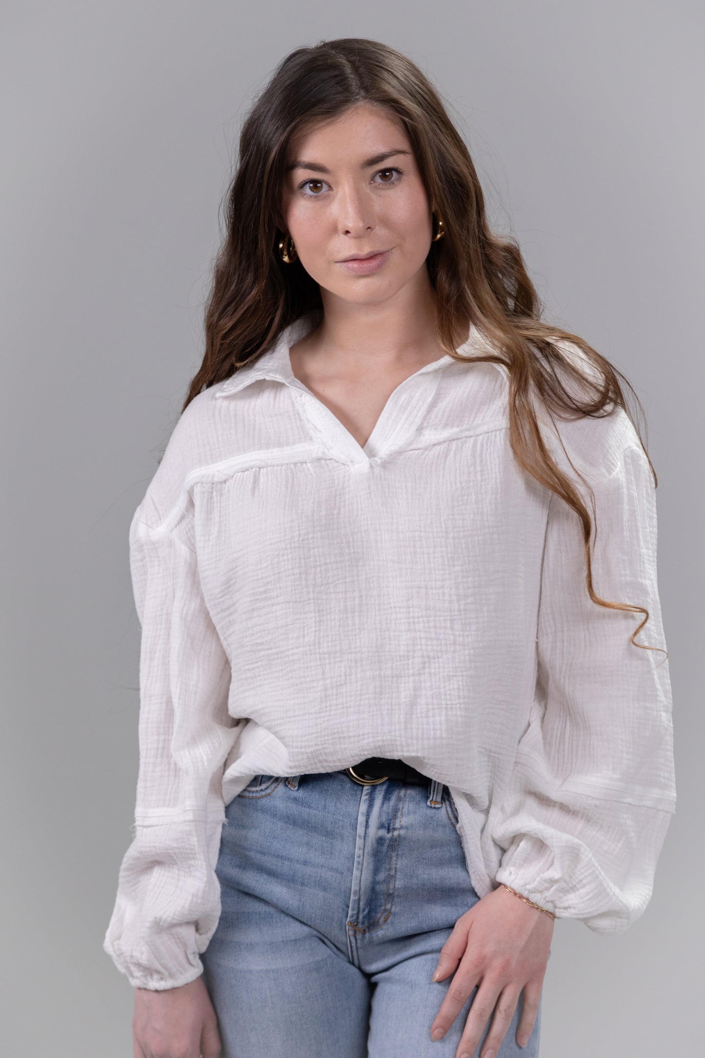 Gauze Collared Blouse