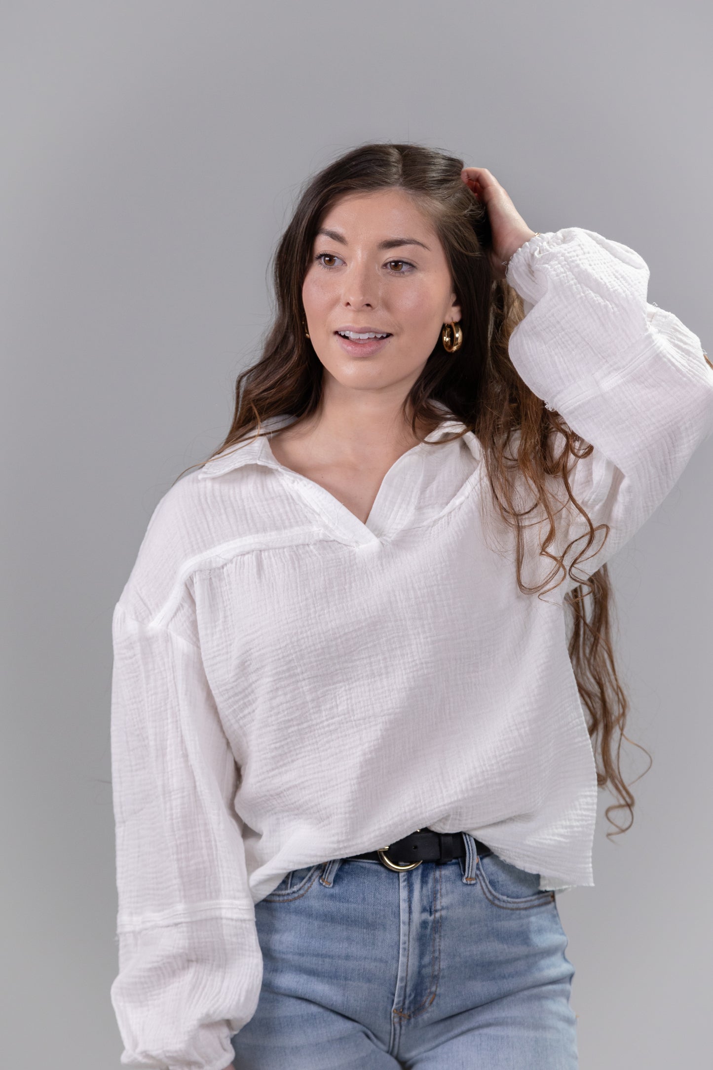 Gauze Collared Blouse