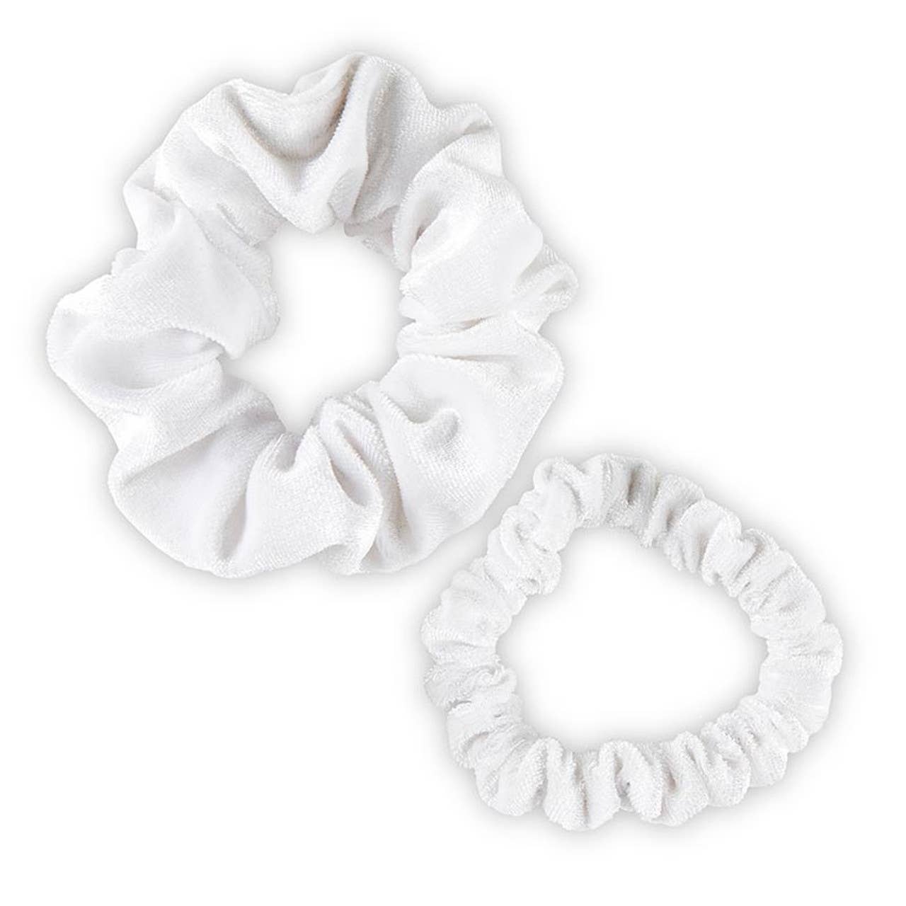 VELVET SCRUNCHIE SET IN ORNAMENT - WHITE