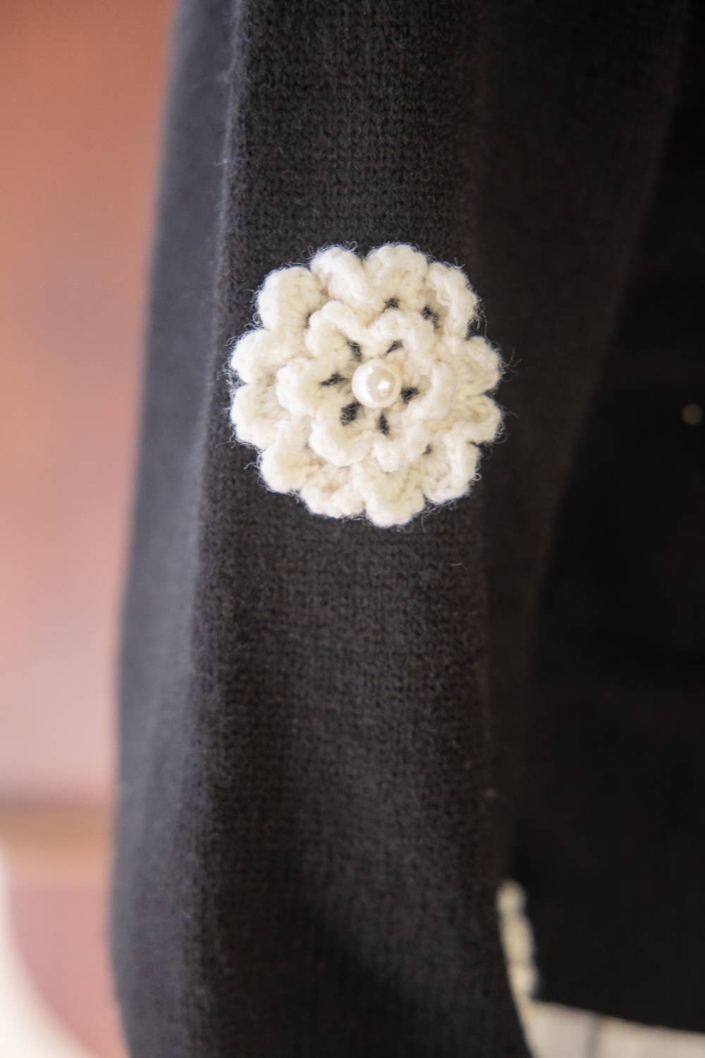 FLORAL EMBROIDERED PEARL DETAIL SWEATER