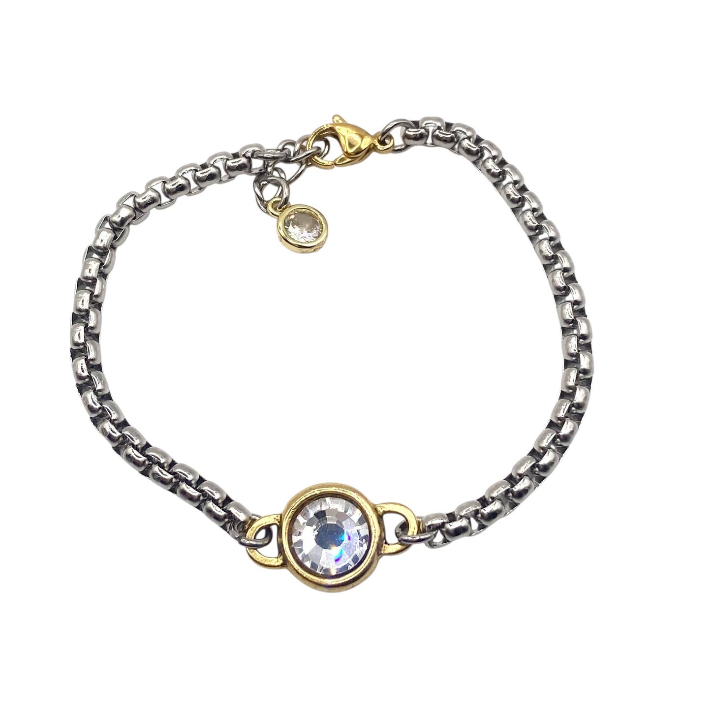 Luxe Two-Tone Mixed Metal Crystal Bracelet 