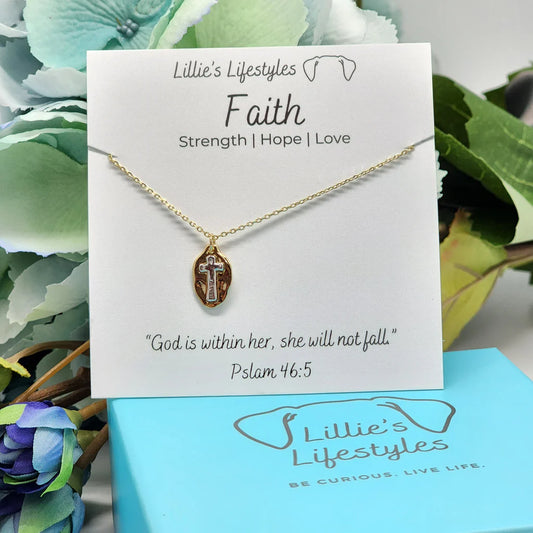 FAITH TWO TONE CROSS NECKLACE