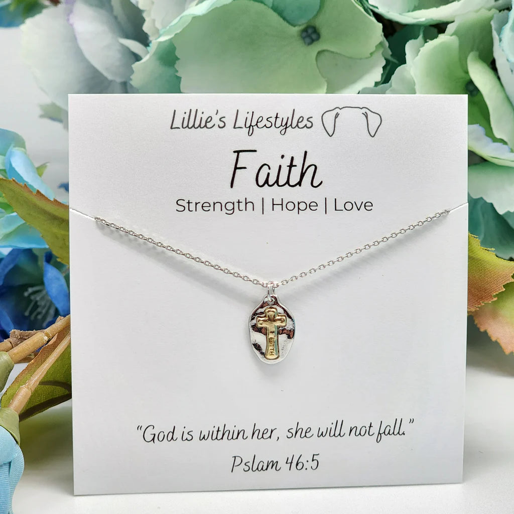 FAITH TWO TONE CROSS NECKLACE