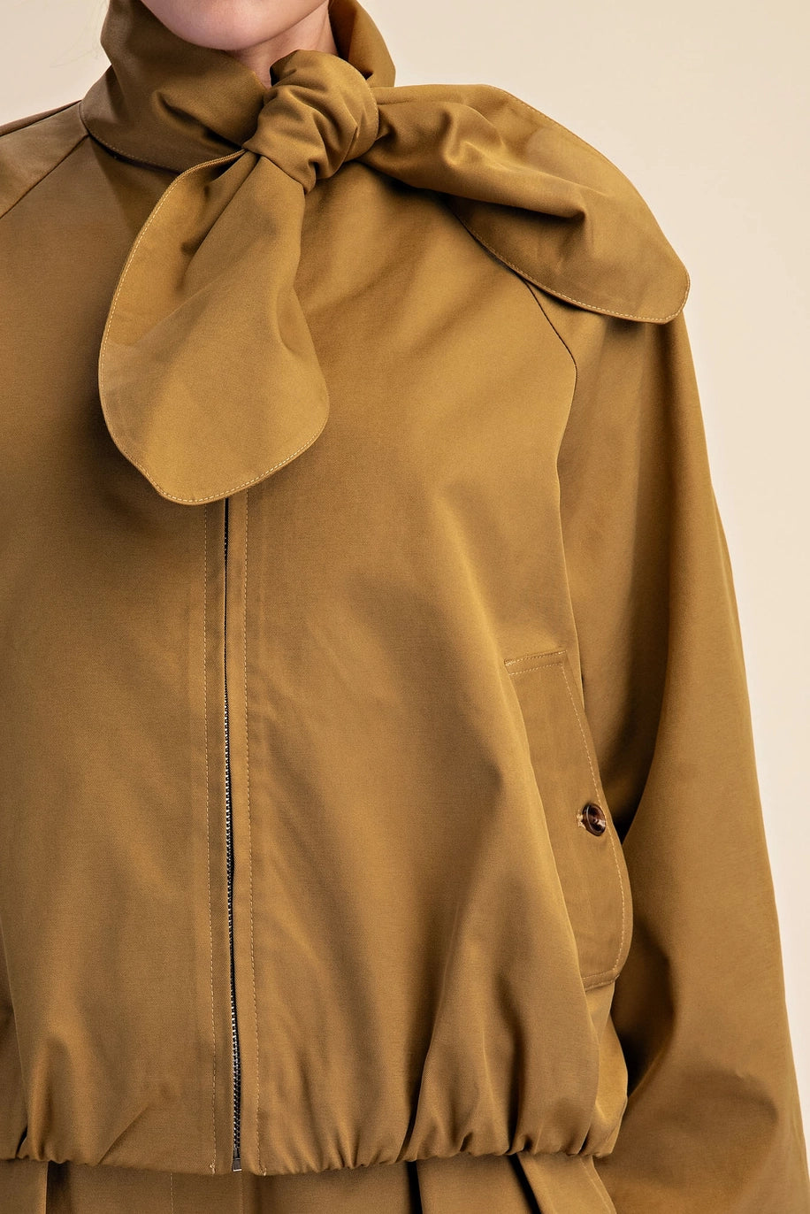 Scarf Collar Long Sleeve Puffy Jacket