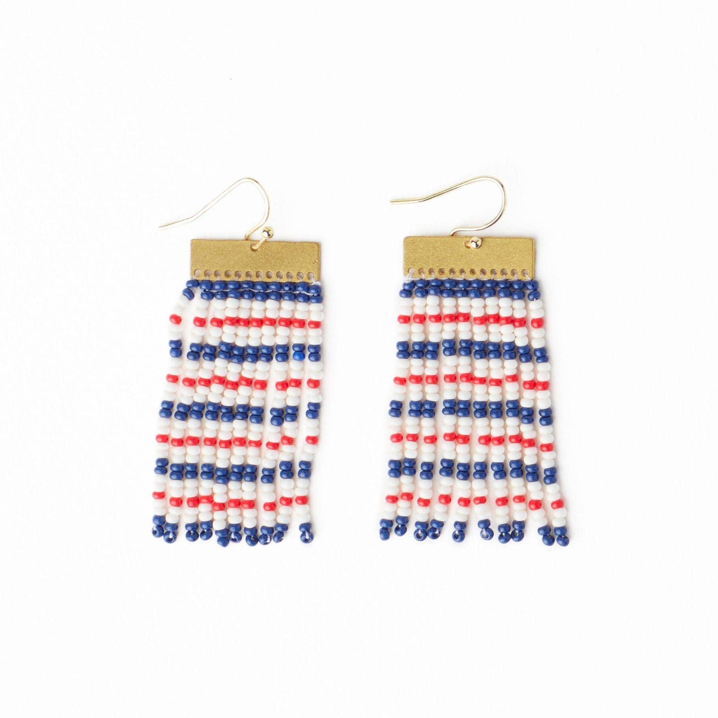 Scout Rectangle Mixed Horizontal Stripes Earrings - Red + Navy