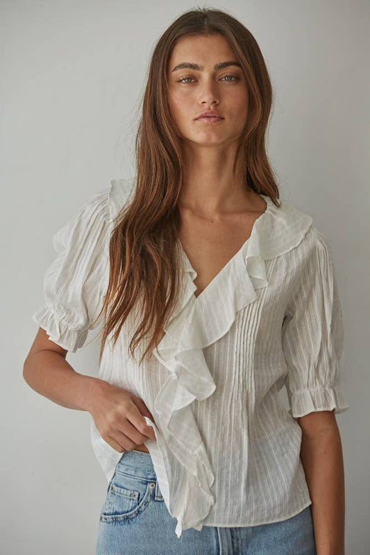 Ruffle V-Neck Blouse