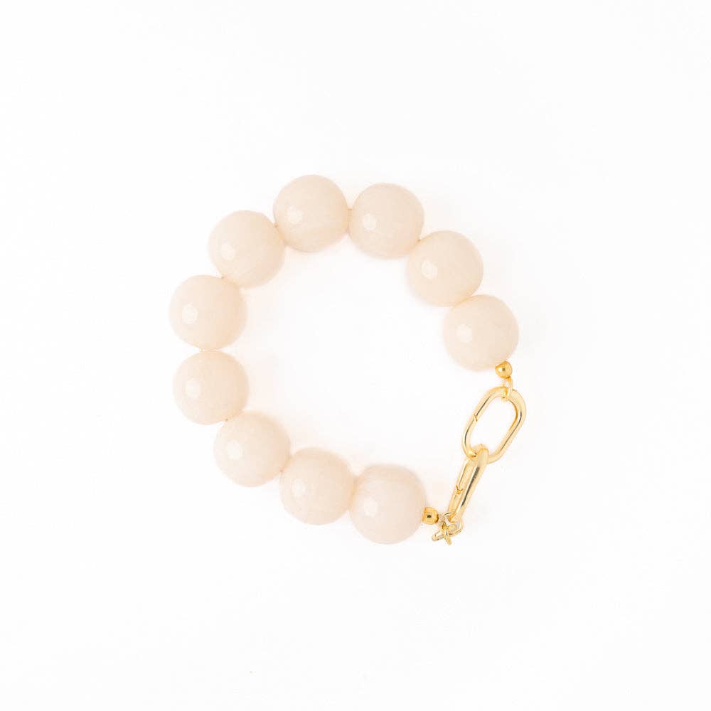 Cece Large Resin Bead Bracelet - Milky White
