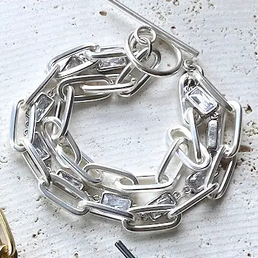 Three Strand Matte Silver Bracelet