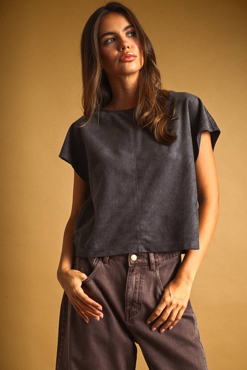 Faux Suede Top