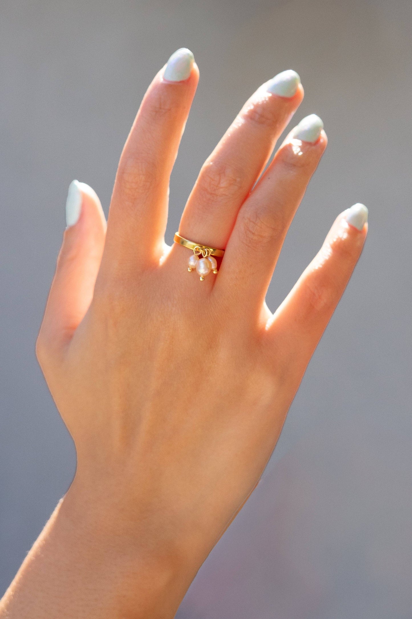 Emily Charm Ring - 18K Gold Plated + Fresh Water Pink Pearl