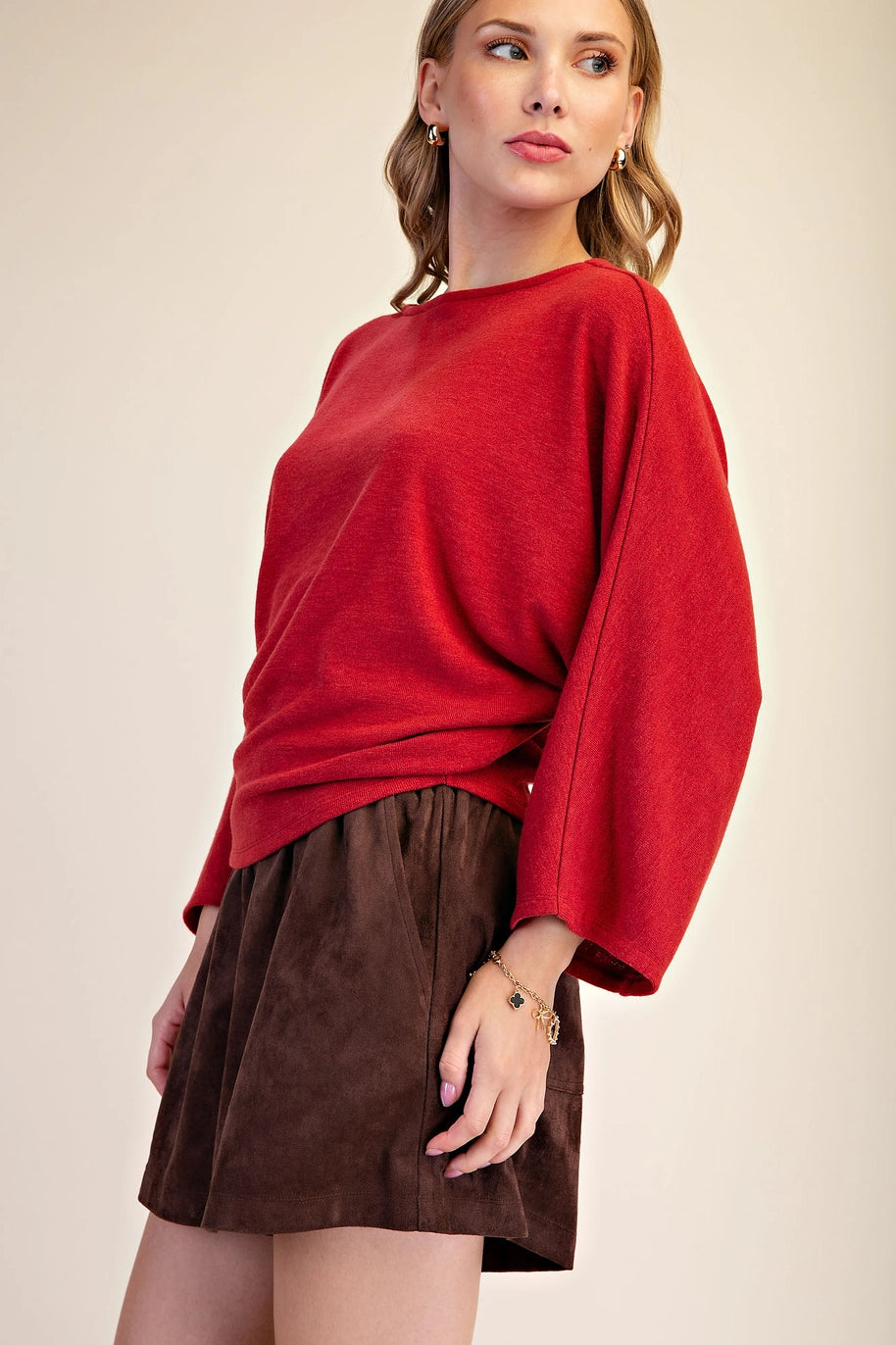 Boat Neck Long Sleeve Pullover Everyday Top