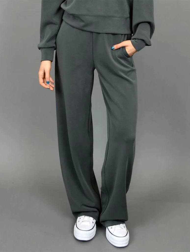 VICTORIA SUPER SOFT MODAL WIDE LEG PANTS - DK IVY