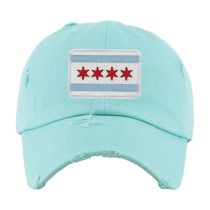 Chicago Flag Patch Distressed Hat