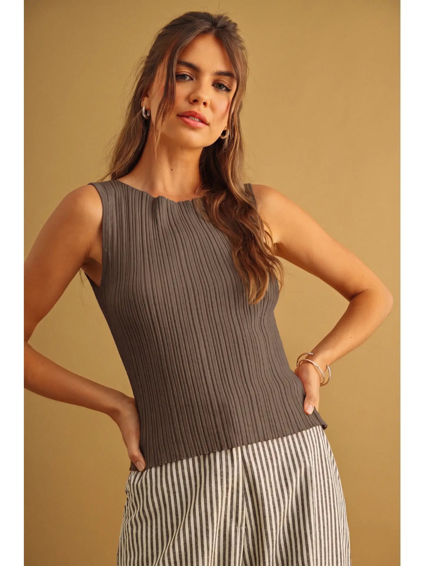 Viscose Ribbed Knitted Top