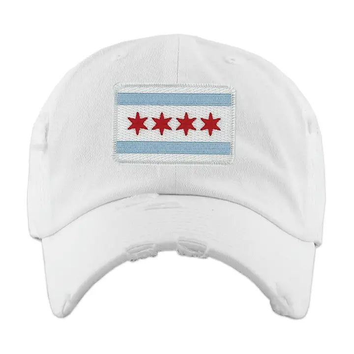 Chicago Flag Patch Distressed Hat