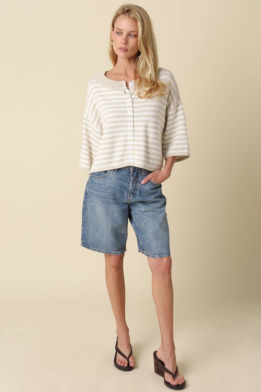 Natalia Stripe Loose Knit Top