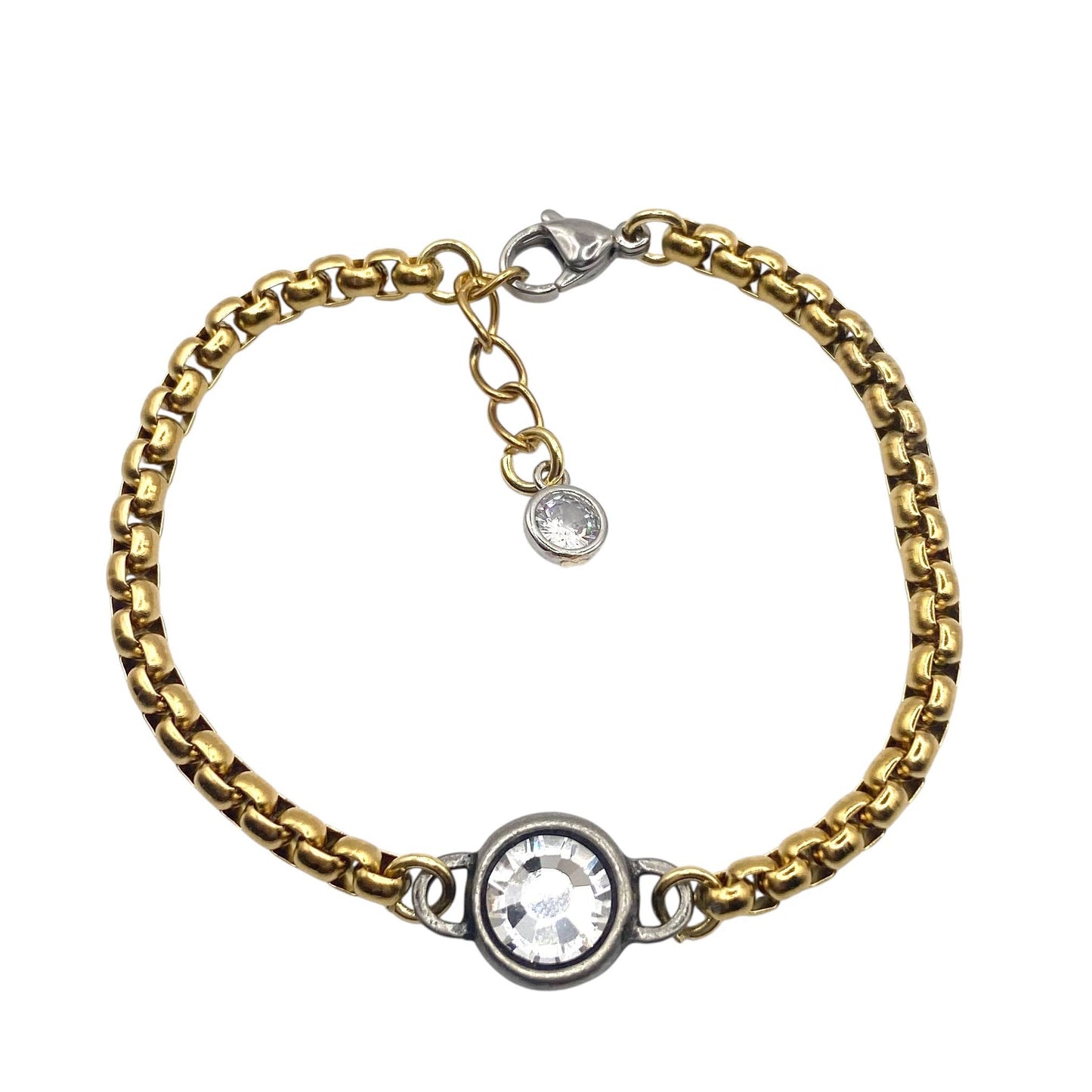 Luxe Two-Tone Mixed Metal Crystal Bracelet 