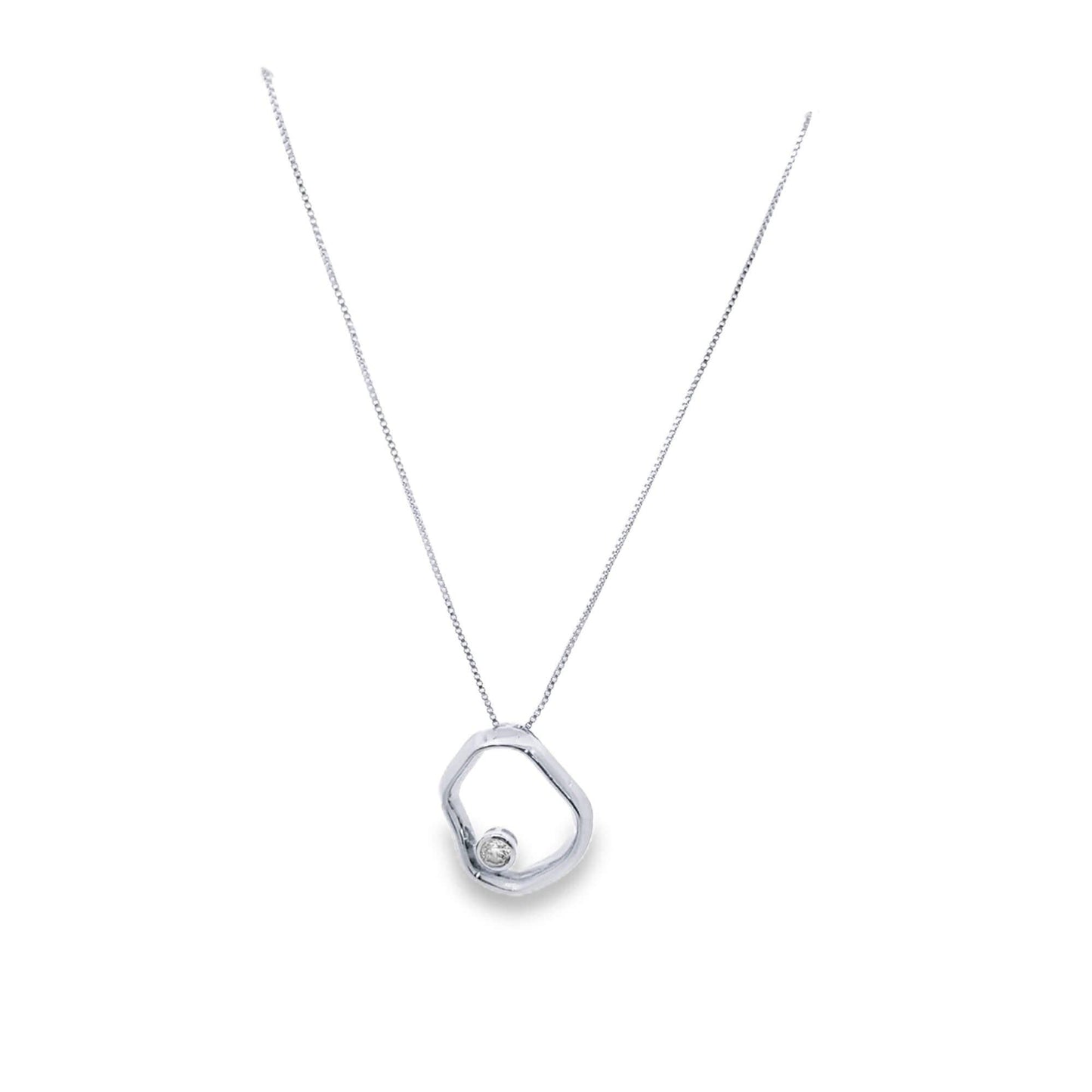 Geometric Open Circle CZ Pendant Necklace